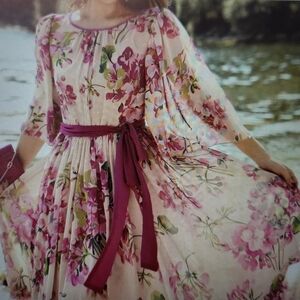 Floral Pink and Green Dress
